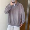 Spring and Autumn New Half Zipper Sweater Men's American Retro Loose Casual Design Niche Top Solid Color Pullover