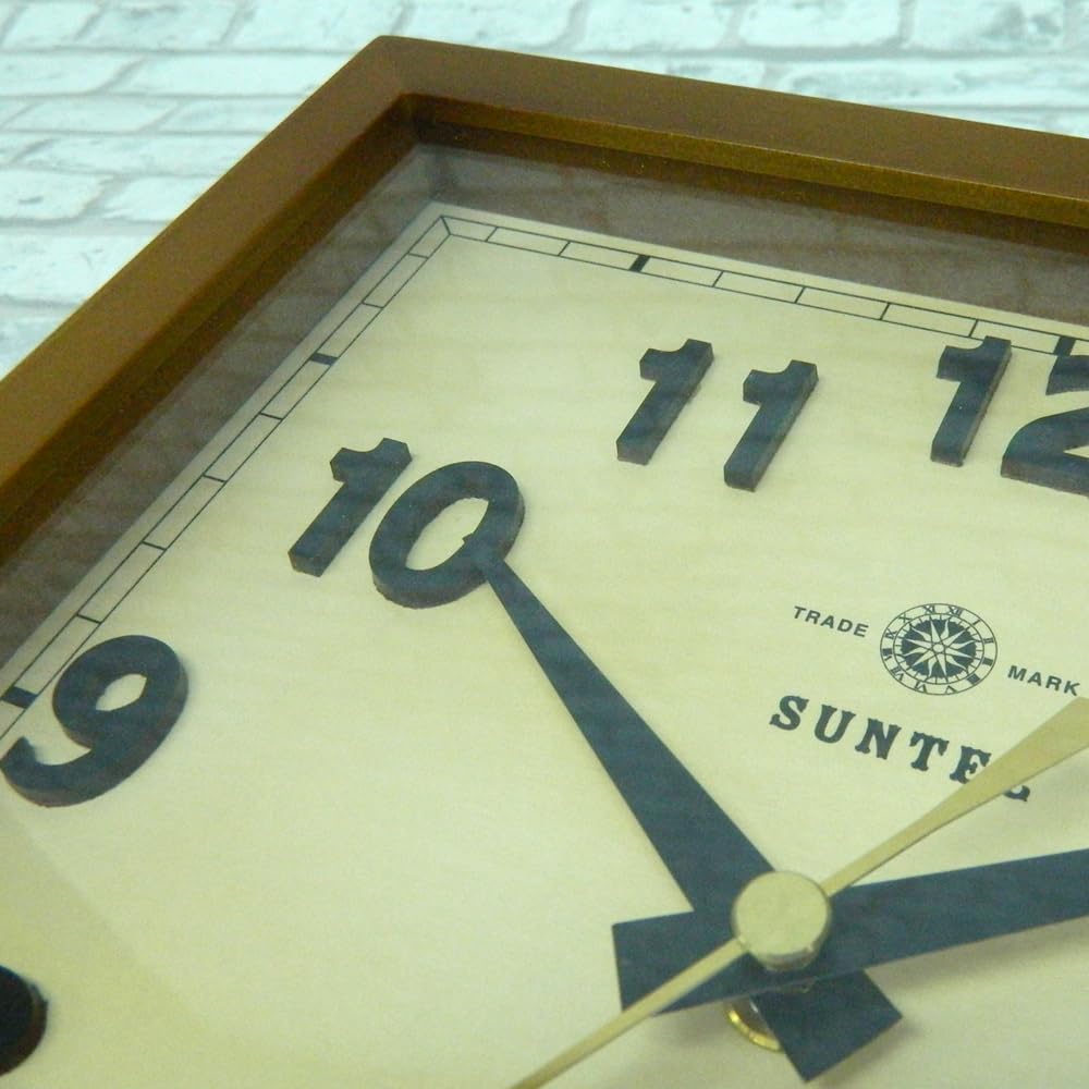 Santeru Square Wall Made in Clock, Brown, Japan, QL696-BR