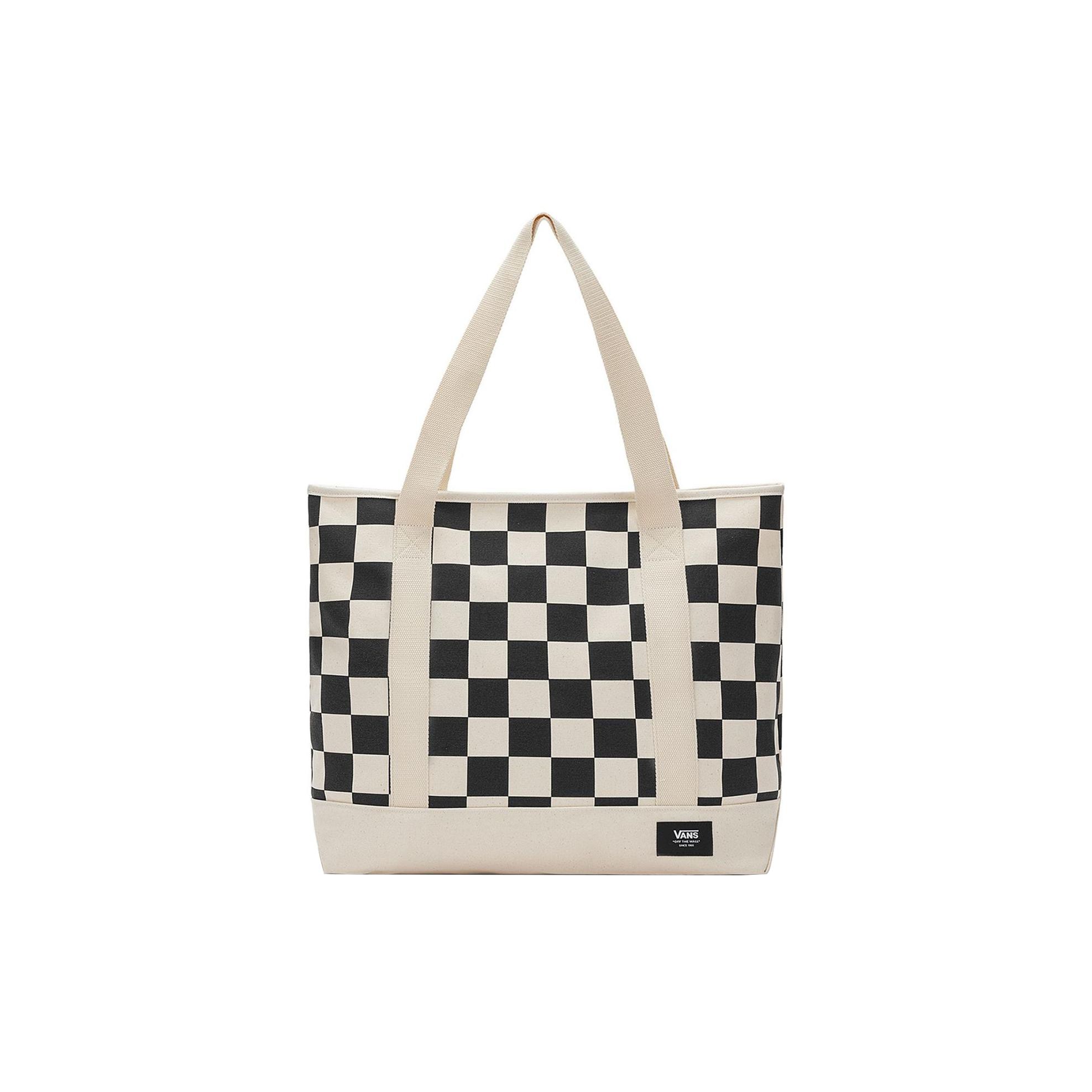 Vans Classic Black And White Checkerboard Print Cotton Tote Bag Unisex Tote Bags VN0A7PEQ3KS Black White 15130₽