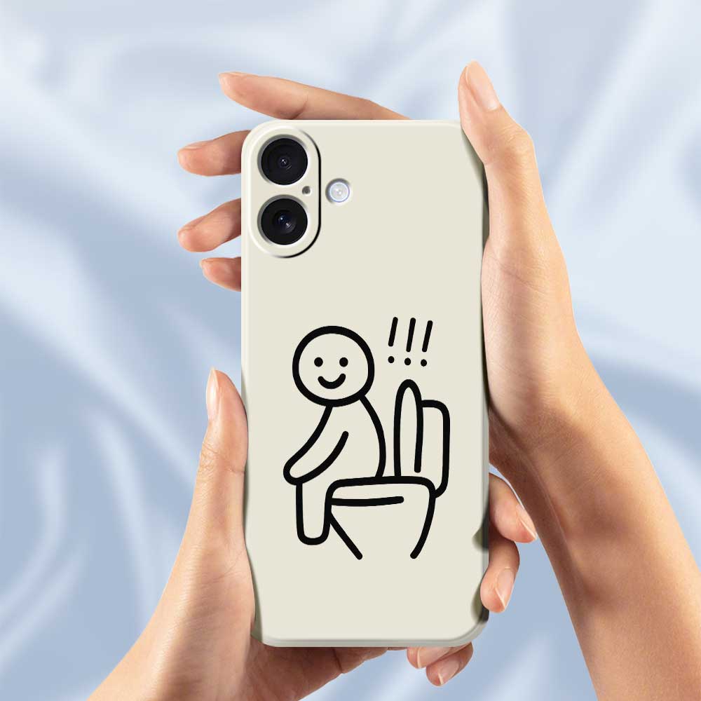 For iPhone 17 Case Stickman Toilet Pattern Printing Straight Edge TPU Phone Back Cover