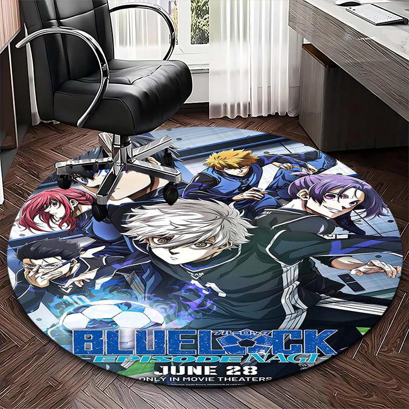1pc Blue Lock Episode Nagi Anime Design Round Carpet - Office Chair Mat, Anti-Slip Rug for Home Decor, Living Room, Bedroom