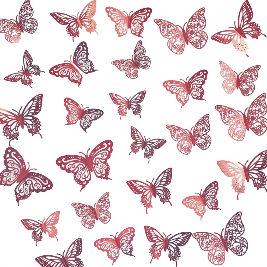 72PCS Hollow 3D Layered Butterfly Wall Stickers Metal Effect Creative Wall Decals for Living Room Bedroom Home Decoration