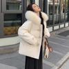 Womens Oversized Puffer Jacket With Faux Fur Collar Hooded Winter Coat 2026 Warm Thick Cotton-Padded Outerwear