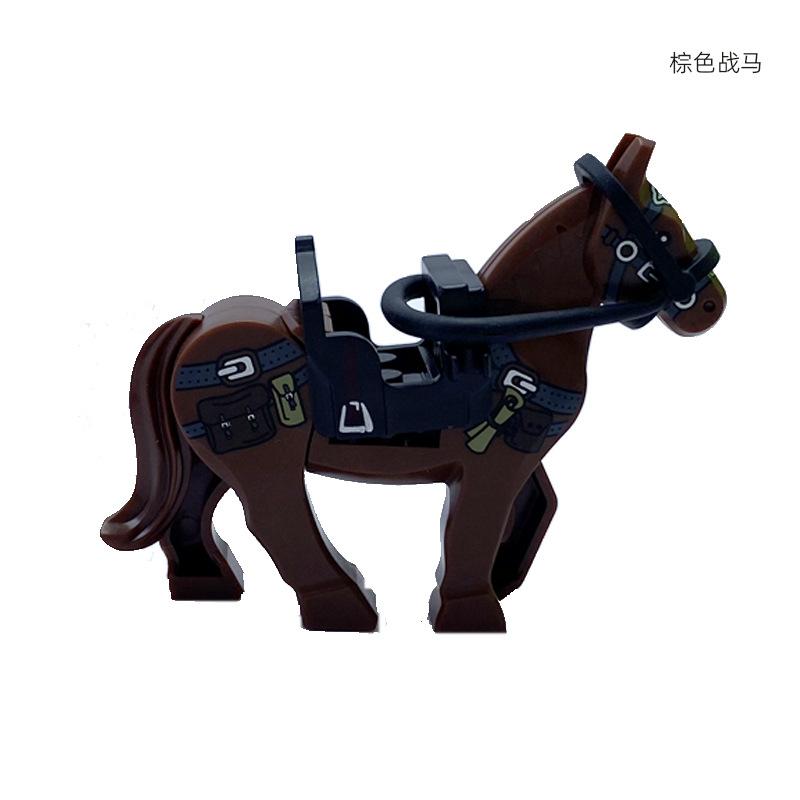 Small Particle Building Block Toy Plastic Horse Figurine Accessories Equipment War Horse Children'S Toys