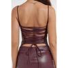 Women's Sexy PU Halter Slimming Backless Strappy Package Hip Mid-Length Split Dresses