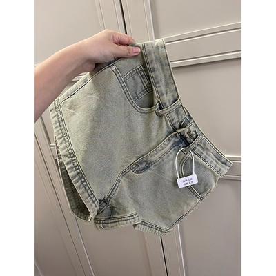 Washed and Used Back Pocket Zipper Denim Shorts for Women In Summer New High-waisted Slimming Straight Hip Lifting Pants