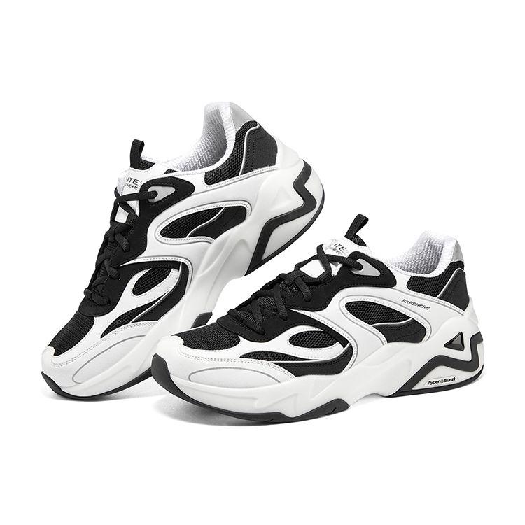 Skechers DLites Hyper Burst Bubble Panda Shoes Men Sneakers Black White 232425-WBK