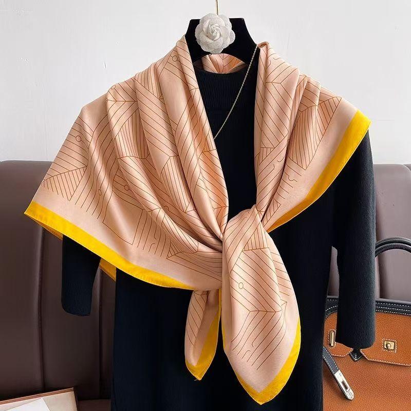 Print Satin Silk Square Scarf Hijab Women Bandana 90Cm Headscarves Neckerchief Ladies Muffler Shawl Wrap Foulard Headband