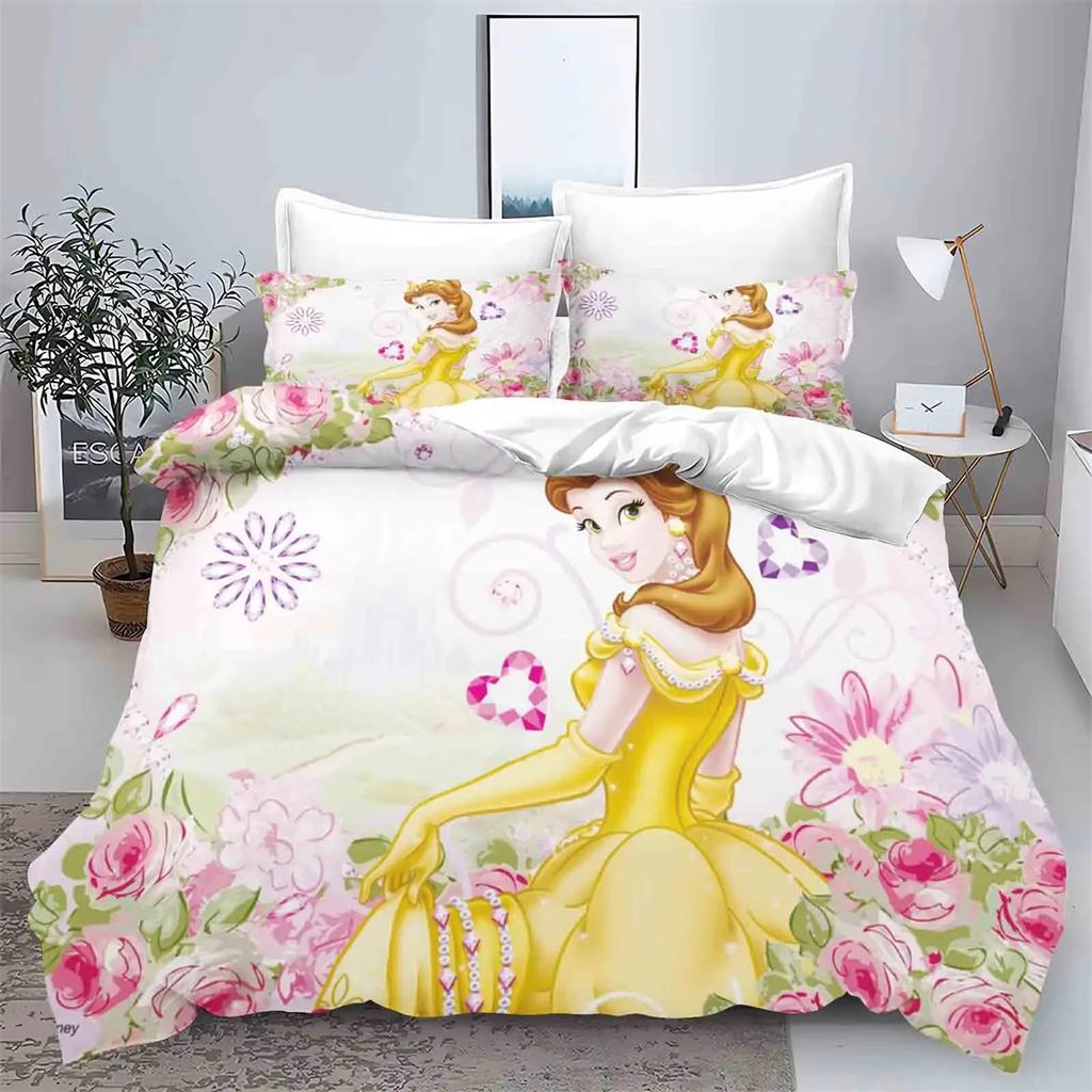 Princess Series 3D Print Children'S Cartoon Bedding Set 2/3-Piece Set,100% Polyester Quilt Cover Set With Pillowcases Home Decor
