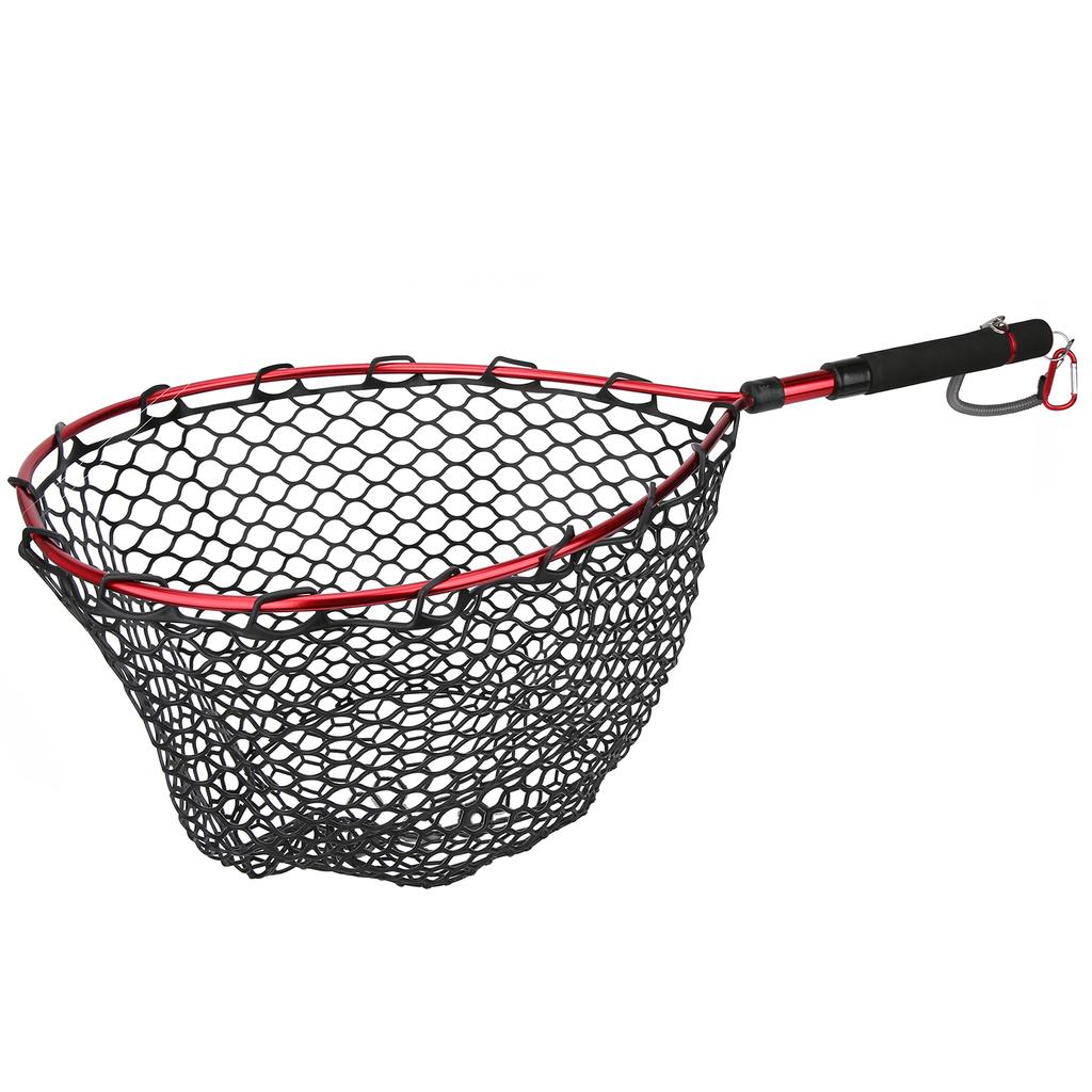Foldable Lightweight Fly Fishing Landing Net Aluminum Alloy Frame EVA Handle Fishing NetRed