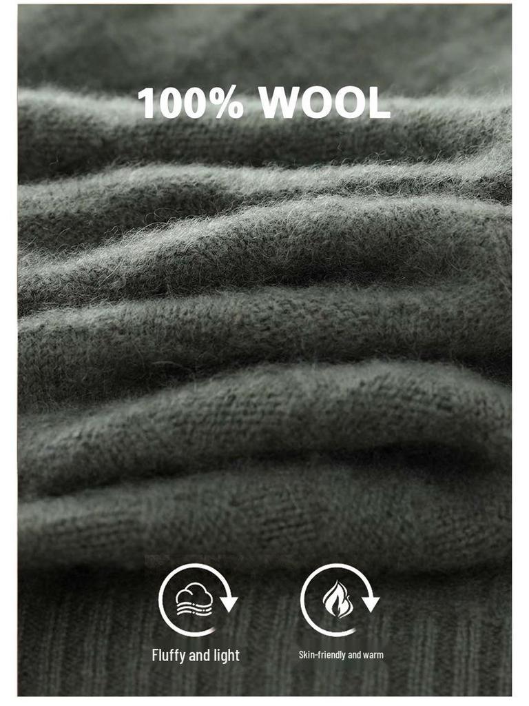 Men's Trendy Plaid Jacquard Wool Cardigan: Loose, Versatile, Long-Sleeved, Knitted, Cashmere Blend, Seven-Needle Thick.