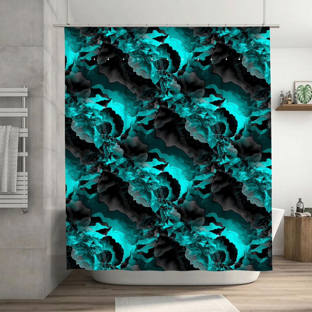 Modern Blue Black Waterfall Shower Curtain Waterproof Bathroom Decor For Home Decoration Customizable Size Available In Aliexpre