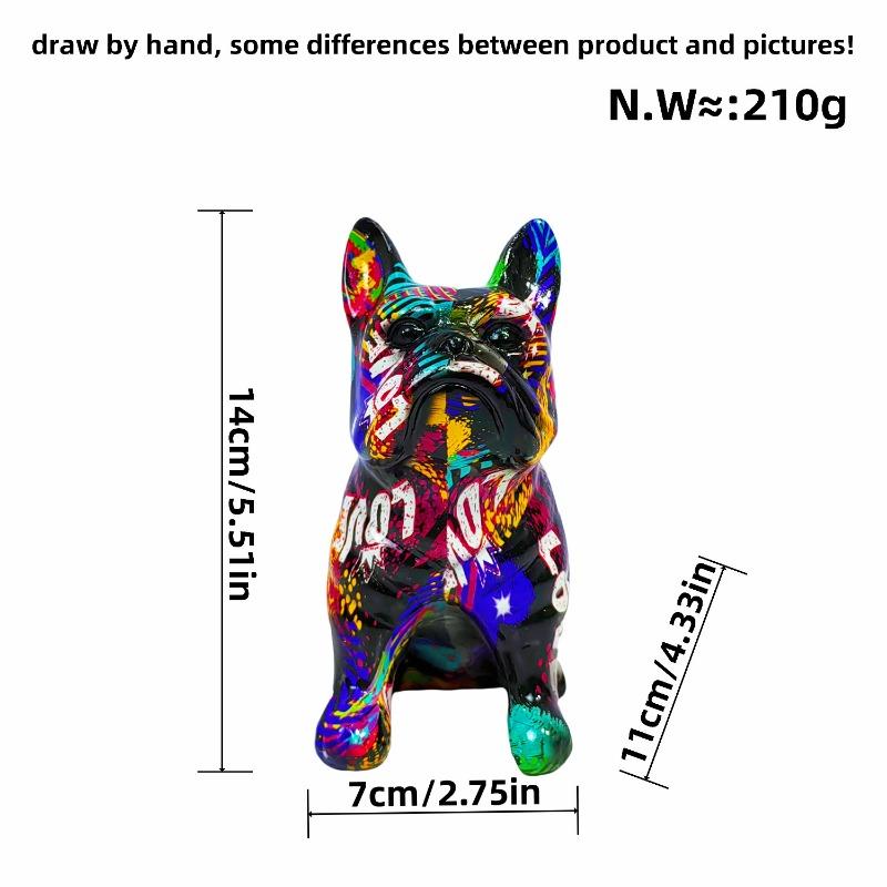 Cute French Bulldog Home Decoration, Handcrafted Resin Sculpture for Desk and Shelf Display