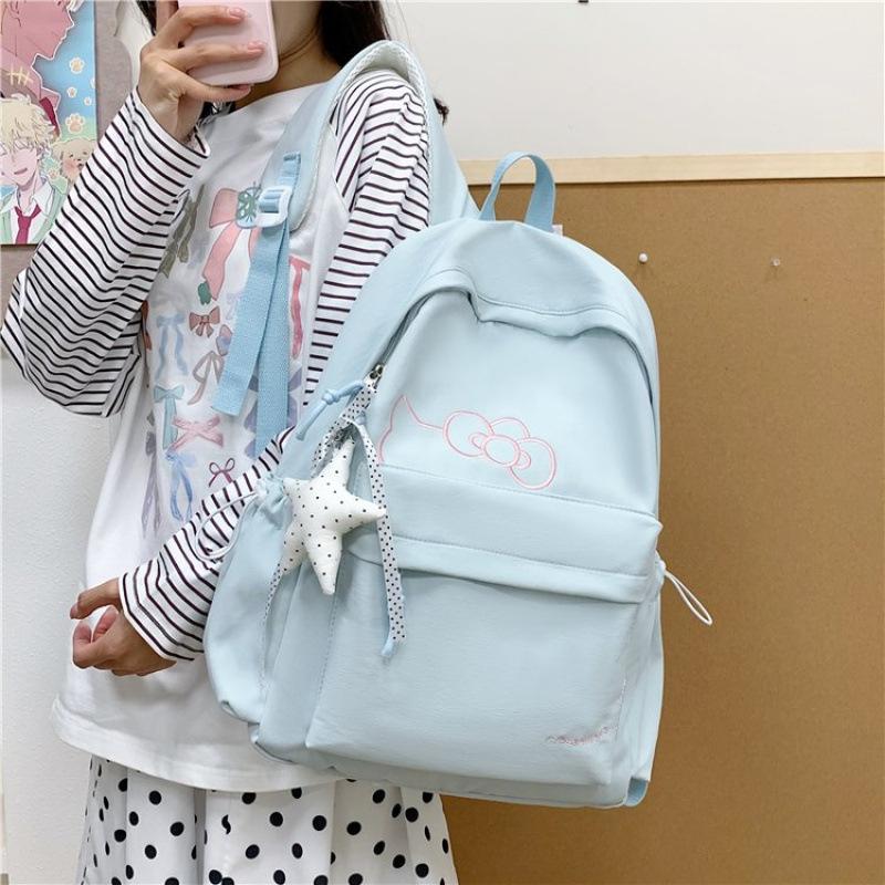 Schoolbag Korean version cute bow backpack female student schoolbag large capacity lightweight travel backpack casual backpack