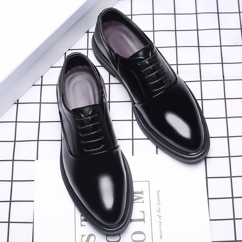 New Men's Brock Leather Shoes Business Casual British Dress Leather Shoes Korean Wedding Shoes Men's Breathable
