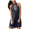 Women Dresses Summer Pleated  Boho Dress Cute Sleeveless Flowy Beach Straight Tee Dress Round Neck Dress