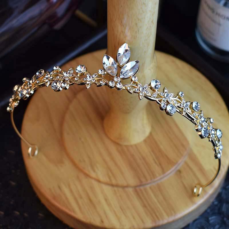 Сладкий хрустальный ободок-корона Платье невесты Студийная корона Барочное украшение для головы Лист Принцесса Маленькая корона для волос девочки