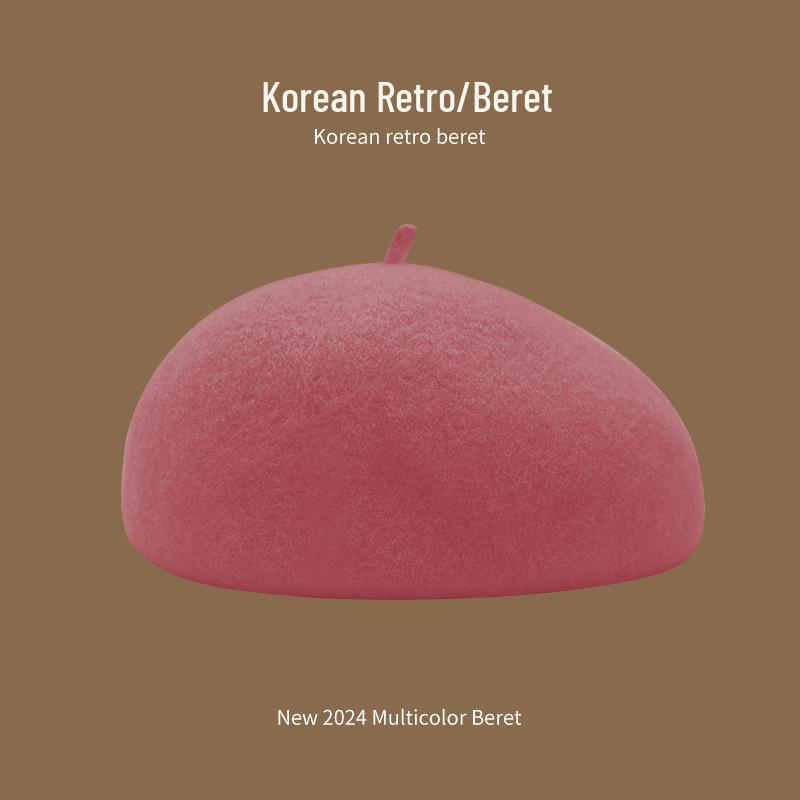Korean Style Women's Wool Knit Beret – Warm Retro Octagonal Hat