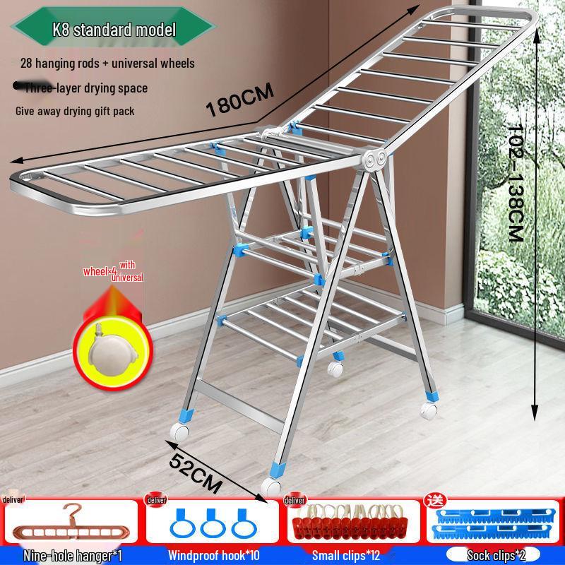 Foldable Stainless Steel Clothes Rack for Indoor/Outdoor Use