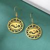 LIKGREAT Gothic Evil Eye Earring Stainless Steel Sun Eyes Drop Hoop Earrings Punk Hiphop Jewelry Amulet Gift for Women