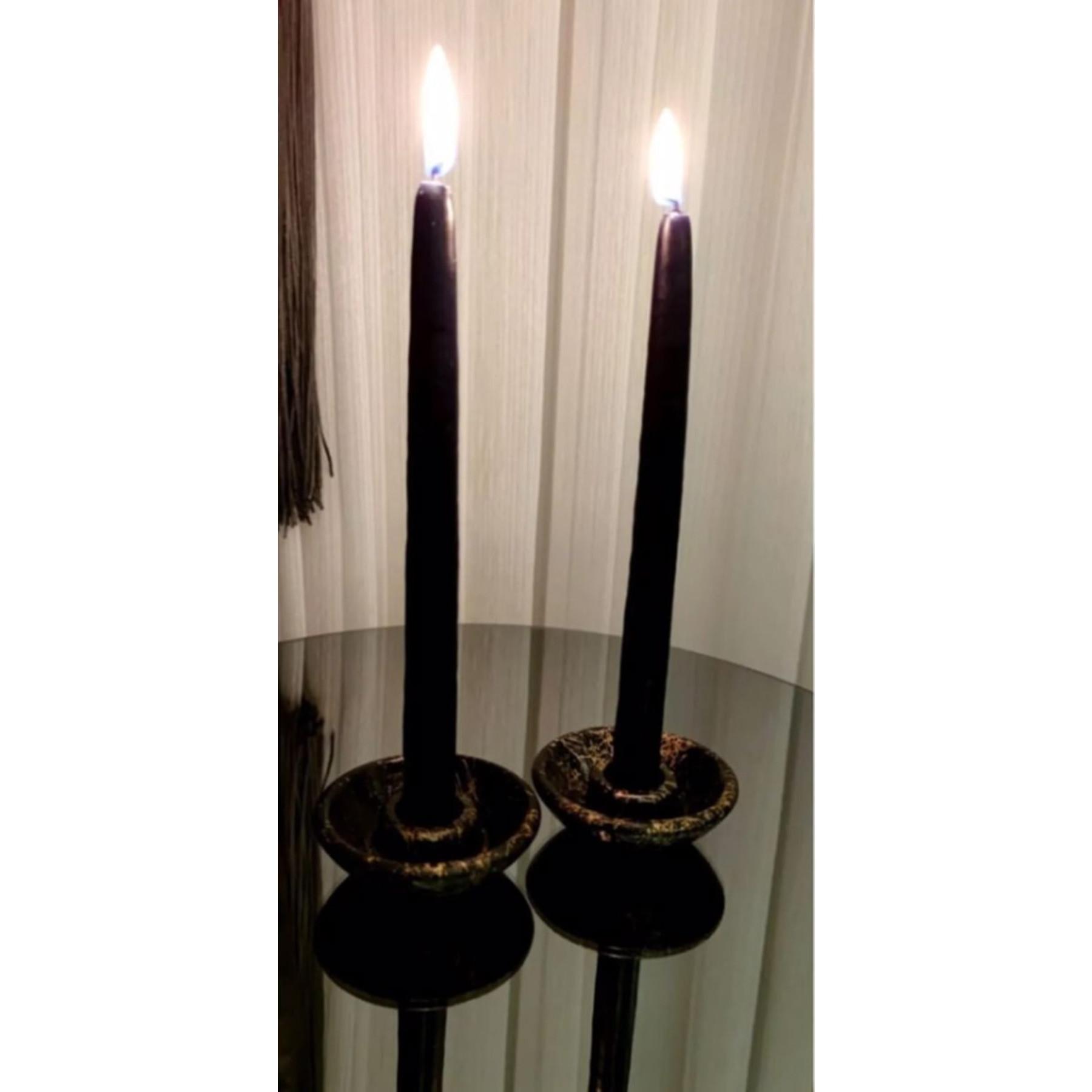 

FLQUE Черный подсвечник с золотым узором и подставка для благовоний, 2 шт.