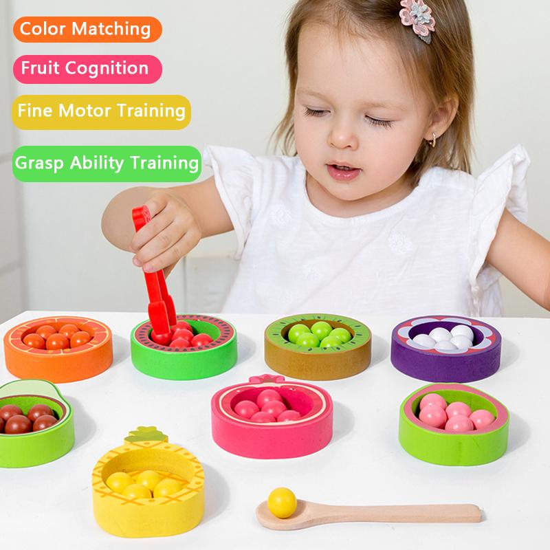 Kids Clip Beads Color Sorting Montessori Toy Fine Motor Training Fruit Color Matching Game Sensory Educational Toys For Children
