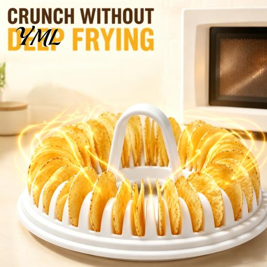 Haushaltsküchenzubehör Mikrowellen Kartoffelchip-Hersteller, Edelstahl-Schneider DIY Knuspriger Snack Gemüse für Chipskocher, Gesundes Ölfreies Hausgemachtes Werkzeug