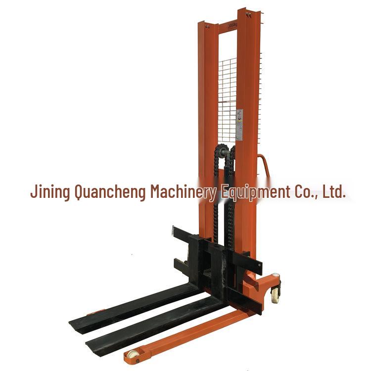 Compact Manual Hydraulic Pallet Truck: Portable Stacker for Warehouse Loading and Unloading