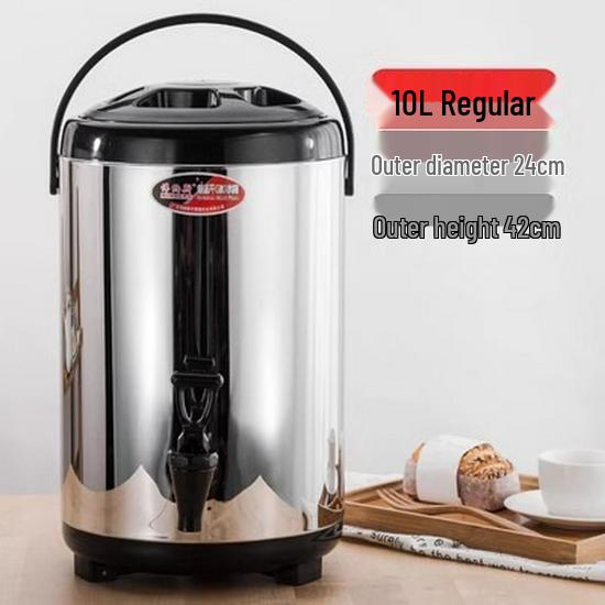 Commercial Stainless Steel Insulated Double-Layer Bucket for Milk Tea & Soy Milk, Large Capacity 