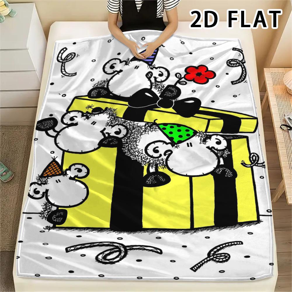1Pc Sheepworld Print Flannel Blanket, High Quality Comfortable for All Seasons, Home Decor, Warmth and Comfort, Perfect for Christmas Gifts