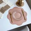 Artificial Leather Leather Placemats Flower Shaped Waterproof Tableware Mat Solid Color Heat-Resistant Placemats