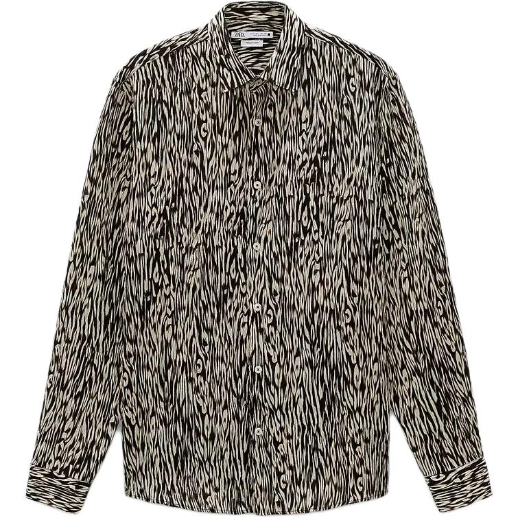 

Zara Animal Print Casual Long Sleeve Shirt Men shirts Brown 6365487-042 L