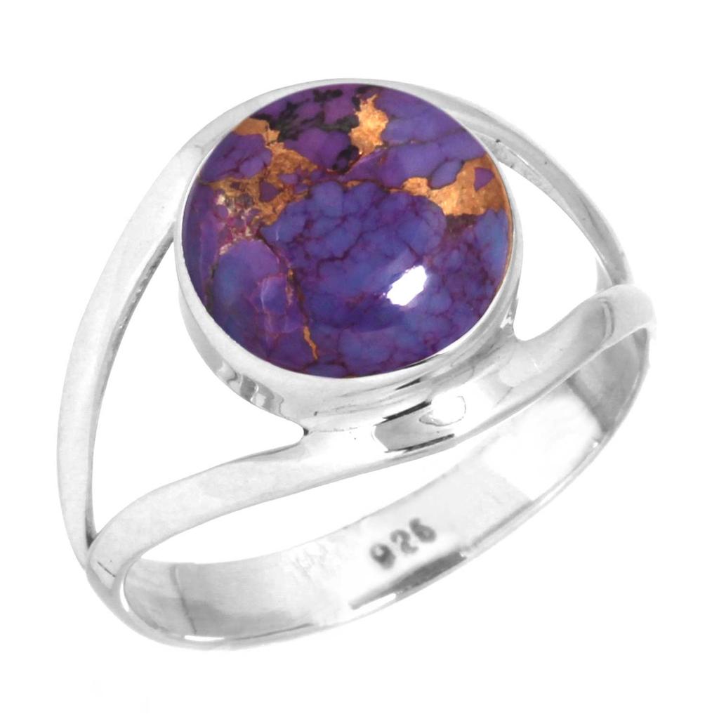 925 Sterling Silver Ring Women Gemstone Handmade Jewelry Engagement Gift Blue Green Purple Copper Turquoise Pearl Lapis Mother Of Pearl Boho