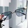 Trendy Photochromic Reading Glasses Half Frame Anti UV Sunglasses Far Sighted Outdoor Eyewear Eye Protection