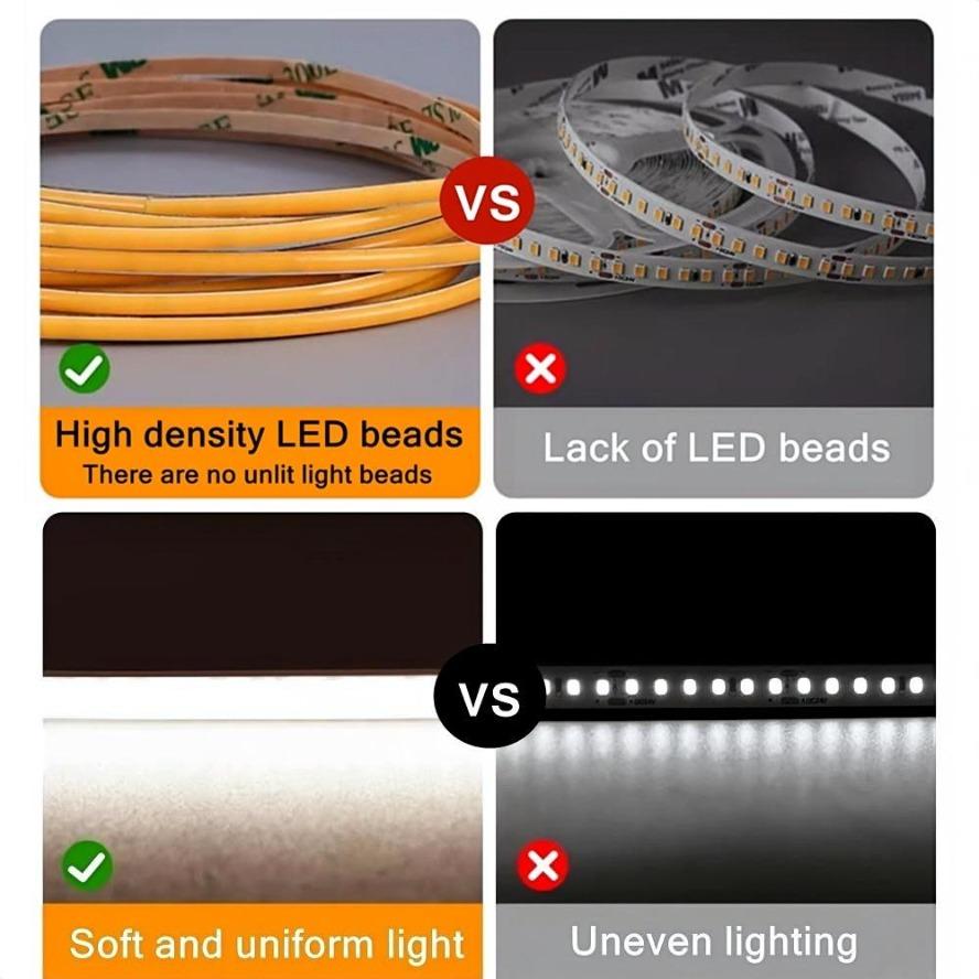 3MM Ultra-dünnes COB LED-Streifen 5V Bunt Dimmbar 3000K 4000K 6000K Hohe Dichte Flexibles Licht 400 LEDs für DIY Heimdeko Lampe