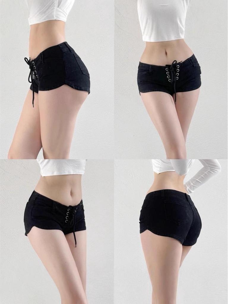 Women's Sexy Lace-Up Low-Rise Denim Shorts - Summer Slim Fit