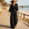 Stretchy Jumpsuit for Women Women's Long Sleeve Jumpsuit Deep V Neck Loose Wide Leg All Day Comfort Rompers High Waist Summer Casual One Piece