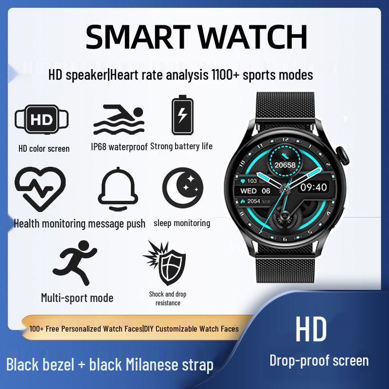 Smartwatch Fitness Tracker: Heart Rate, Blood Pressure, SpO2 Detection, IP68 Waterproof, Low Power, Long Battery Life for Running & Sports.