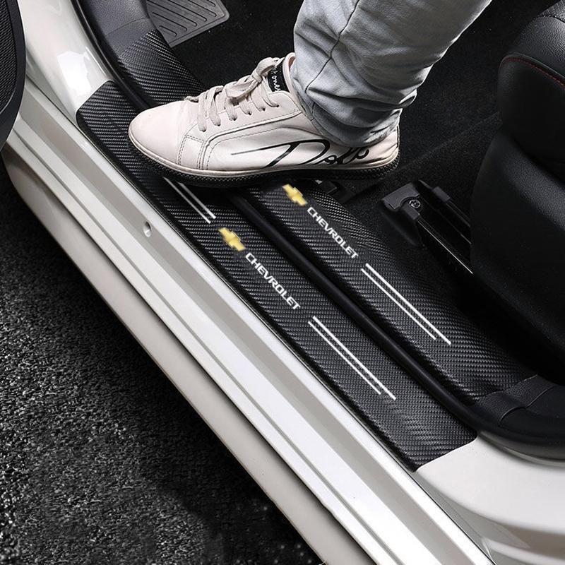 Carbon Fiber Car Threshold Protective Film Waterproof Car Sticker For Chevrolet Colorado Cruze Spark Captiva Malibu Trax