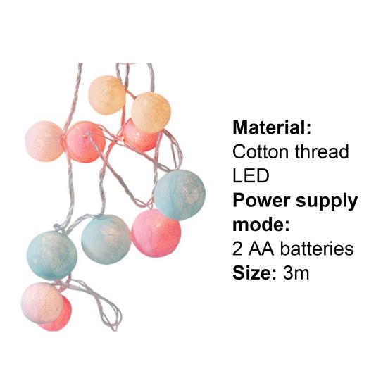 1 Set 300cm String Lights Powerful Easy to Install Cotton Line LED Ball