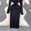 Gray Fashion Turtleneck Sweater Dress For Women New Autumn Winter Chic Long Sleeves A-Line Pullover Loose Knitted Dresses