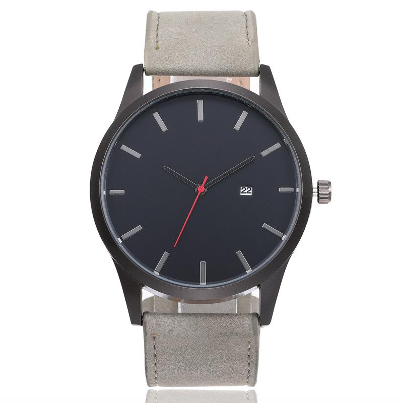 Frosted Leather Belt Calendar Casual Three-Eye Digital Scale, Business Men S Quartz Watch Large Surface