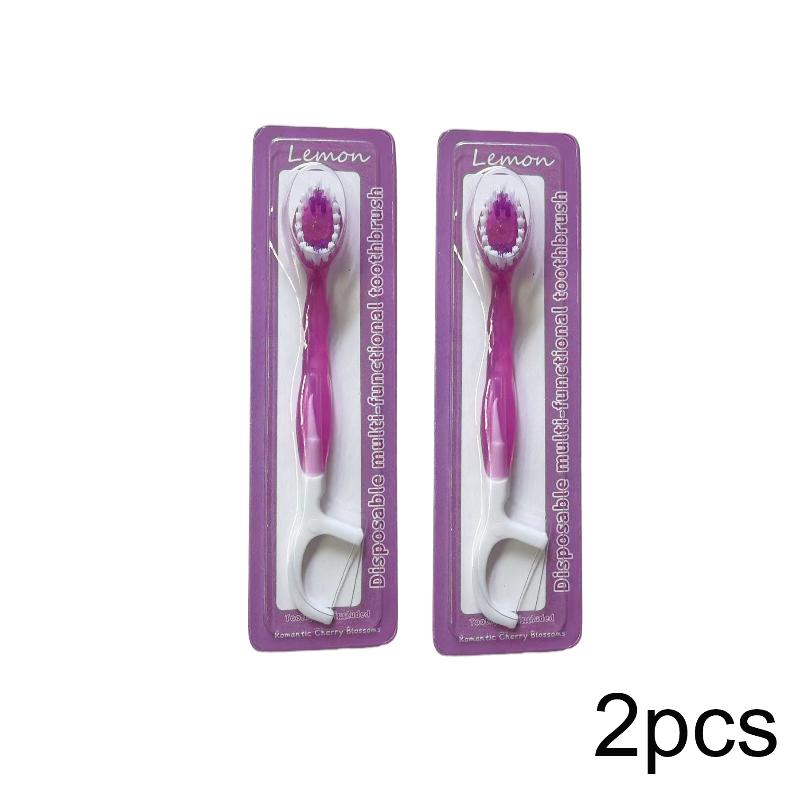 2Pcs Mini Travel Toothbrush With Toothpaste Fresh Breath Disposable Dental Floss Independent Packaging Oral Hygiene Care Tools