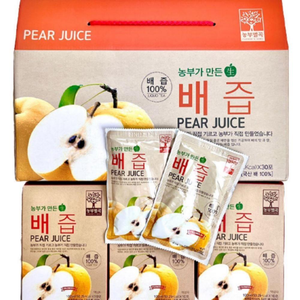 Farmer's Pear Juice 100ml 30 Packets Chuseok Holiday Chuseok Gift Set Return Gift Bulk Order 1 pcs 3L
