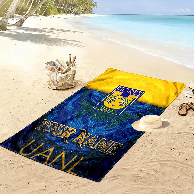 Name Custom Tigres uanl Print Beach Towel, Large Soft Quick Dry Towel for Beach Camping Swimming