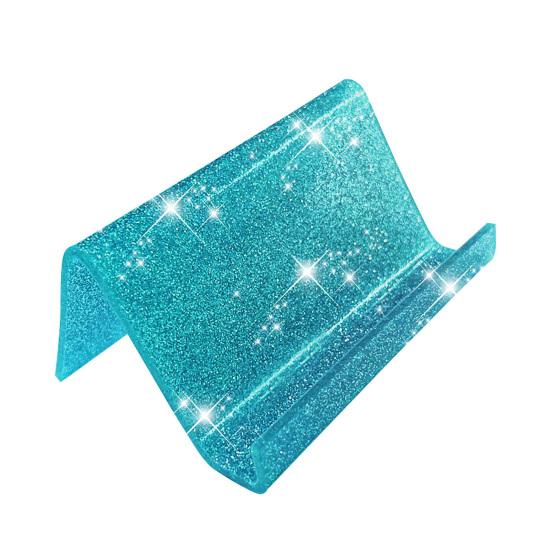 Acrylic Business Card Holder for Desk Sequin Glitter Desktop Name Card Organizer Stand for Home Office