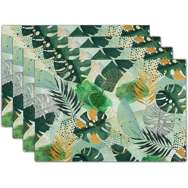 Tropische Blatt-Tischsets Böhmische Tischdekoration Rutschfest Hitzebeständig Geschirr Essunterlage für Sommer Strand Heimdekoration