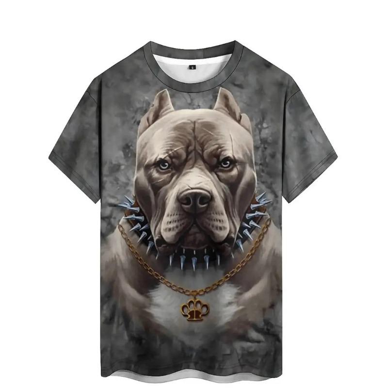 Men's 3D Printed Large Dog Pattern T-shirt Humorous Digital Printed Short Sleeved T-shirt Breathable Polyester Round Neck Casual