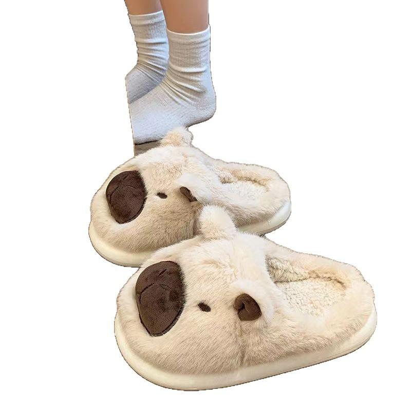 Couple Home Non-slip Plush Cotton Slippers Warm Cartoon Kapibara Ins Soft Bottom Thick Bottom Less Heart