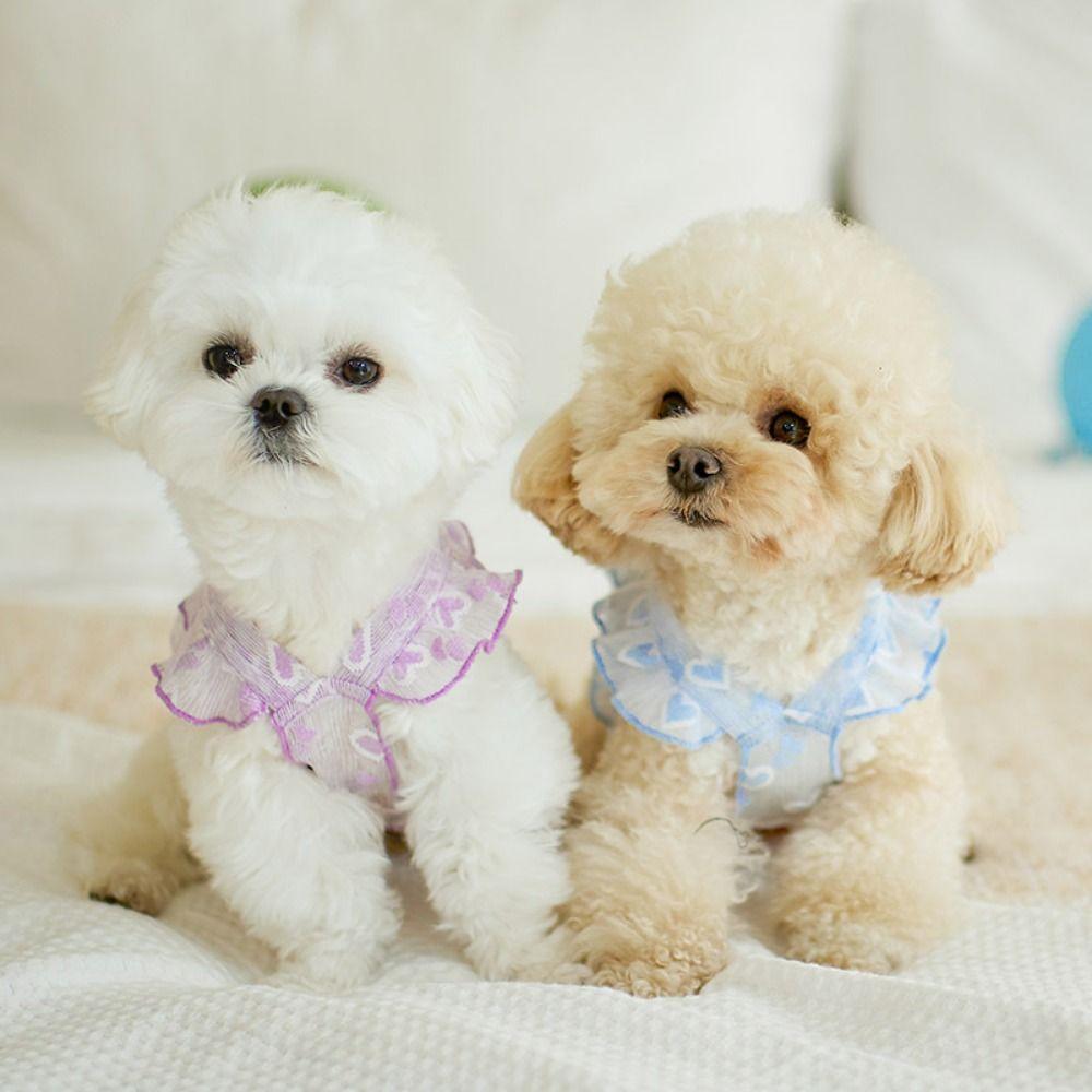 

Korean Style Pet Sunscreen Vest Heart Pattern Dog Lace Princess Cat Mesh Skirt Vest Wedding L фиолетовый